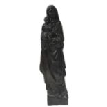 A 20TH CENTURY CARVED WOODEN ECCLESIASTICAL FIGURAL GROUP Madonna and child, together with a