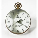 A SMALL NOVELTY BRASS BOND OMEGA STYLE GLASS BALL WATCH. (approx diameter 6cm)