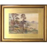 WATEUDLATH FARM BORROWDIRA, AN EARLY 20TH CENTURY PRIMITIVE SCHOOL WATERCOLOUR Landscape, with