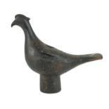 A BYZANTINE PERIOD HEAVY BRONZE STATUE OF A BIRD. (11cm)