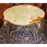 A FRENCH BRASS CENTRE TABLE With inset green onyx top. (87cm x 44cm)