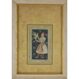 A FINE 17TH CENTURY NORTH INDIAN HAWKER MOGUL MINIATURE PAINTING OF SAFAVI PERIOD Depicting noble