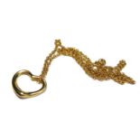 TIFFANY, AN 18CT GOLD HEART FORM PENDANT AND NECKLACE The pendant marked 'Tiffany and Co Peretti',