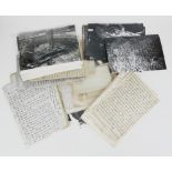 A MIXED BOX OF UNSORTED EPHEMERA To include black and white photographs of a development in