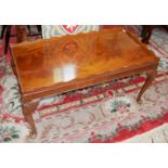 A 20TH CENTURY FLAME MAHOGANY GALLERIED COFFEE TABLE Along with a Victorian kidney shaped occasional