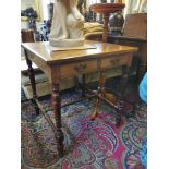 A 19TH CENTURY JAS SHOOLBREAD & CO WALNUT TOPPED SIDE TABLE.