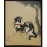 A COLLECTION OF SIX CHINESE WATERCOLOUR ANIMAL STUDIES Comprising a monkey, a pair of horses,