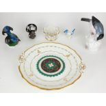 A COLLECTION OF 19TH CENTURY AND LATER CONTINENTAL PORCELAIN ITEMS Comprising a hand painted cabinet
