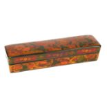 A FINE 19TH CENTURY PERSIAN PAPIER-MÂCHÉ RECTANGULAR BOX AND COVER Painted with blossoming flower