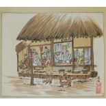 A COLLECTION OF FIVE CHINESE WATERCOLOURS, LANDSCAPES Comprising a pair of autumnal scenes, with