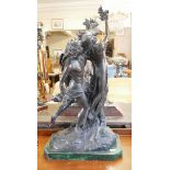 AFTER G.L. BERNINI, 1598 - 1680, A BRONZE FIGUAL GROUP OF APOLLO AND DAPHN On green marble bases. (h