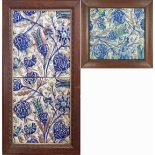 A SET OF THREE LARGE 19TH CENTURY FINE MOULDED PERSIAN CERAMIC TILES Having raised organic form