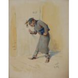 FRANCISZEK KOSTRZEWSKI, POLISH, 1826 - 1911, WATERCOLOUR, PORTRAIT Comical illustration of an