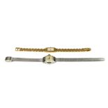 A VINTAGE 9CT GOLD, MOTHER OF PEARL AND DIAMOND LADIES' WRISTWATCH Marked 'Accurust Gold',