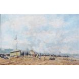 ROY PETLEY, BN 1950, A 20TH CENTURY OIL ON CANVAS Continental landscape, beach scene, signed lower