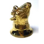 A NOVELTY GOLD PLATED EQUESTRIAN LETTER SEAL Horse head with embossed family crest to base. (