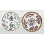 TWO 19TH CENTURY FRENCH SAMPSON PORCELAIN ARMORIAL PLATES Hand painted with a family crest and