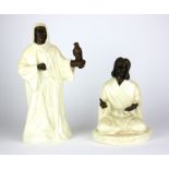 TWO VINTAGE MINTON PORCELAIN ARABIC BRONZED PORCELAIN FIGURINES Titled 'The Shiekh' and 'The