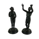 A PAIR OF 19TH CENTURY PATINATED BRONZE FIGURES On a circular base, after the antiques 'The Venus