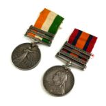 A PAIR OF QUEEN VICTORIA AND EDWARD VII SILVER SOUTH AFRICA BRITISH ARMY WAR MEDALS Three bars