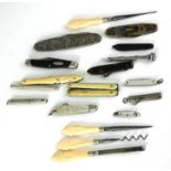 A COLLECTION OF VICTORIAN AND LATER MOTHER OF PEARL PENKNIVES Together with four white metal