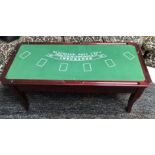 A VINTAGE COFFEE/GAMES TABLE The reversible top enclosing various playing surfaces and roulette