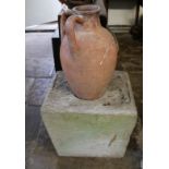 A LARGE TERRACOTTA POTTERY AMPHORA JAR Twin handled, baluster body. (approx 50cm)