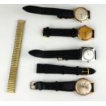 A COLLECTION OF VINTAGE MECHANICAL GENT'S WRISTWATCHES Comprising three gold plated watches Baume,