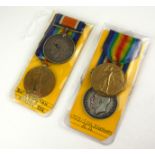 TWO PAIRS OF WWI BRITISH WAR MEDAL Silver War Medal and bronze Great War for Civilisation. awarded