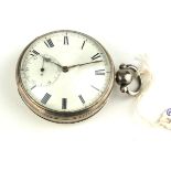 A GEORGIAN SILVER VERGE GENTS POCKET WATCH Circular white dial with subsidiary seconds dial, the