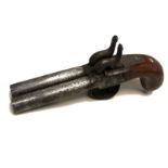 AN EARLY/MID 19TH CENTURY DOUBLE BARREL PERCUSSION CAP PISTOL Walnut stock.