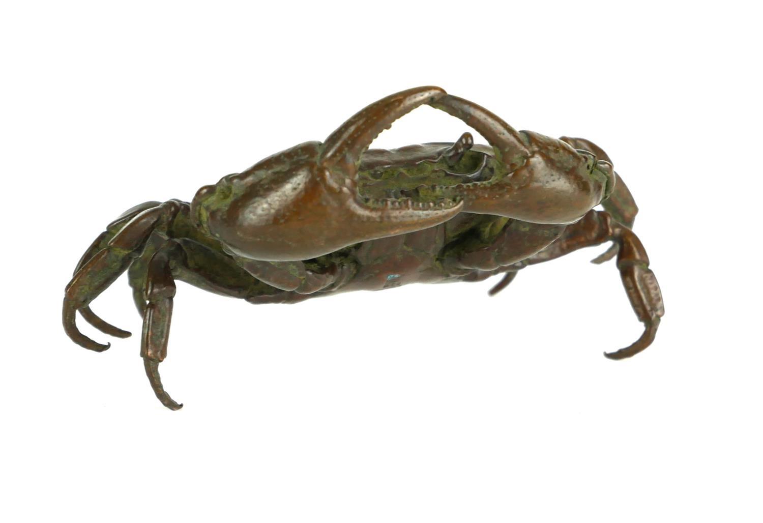 MEIJI PERIOD, A SMALL JAPANESE BRONZE STATUE IN THE FORM OF A CRAB Signed to underside. (w 10cm) - Image 3 of 4