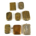 A COLLECTION OF EIGHT EARLY 20TH CENTURY BRASS NOVELTY VESTA CASES Including two Oriental landscapes
