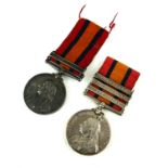 TWO QUEEN VICTORIA SILVER SOUTH AFRICA BRITISH ARMY WAR MEDALS Three bars Transvaal Orange Free