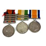 A SET OF THREE SILVER QUEEN VICTORIA, EDWARD VII SOUTH AFRICA, AND GEORGE V, WWI BRITISH WAR