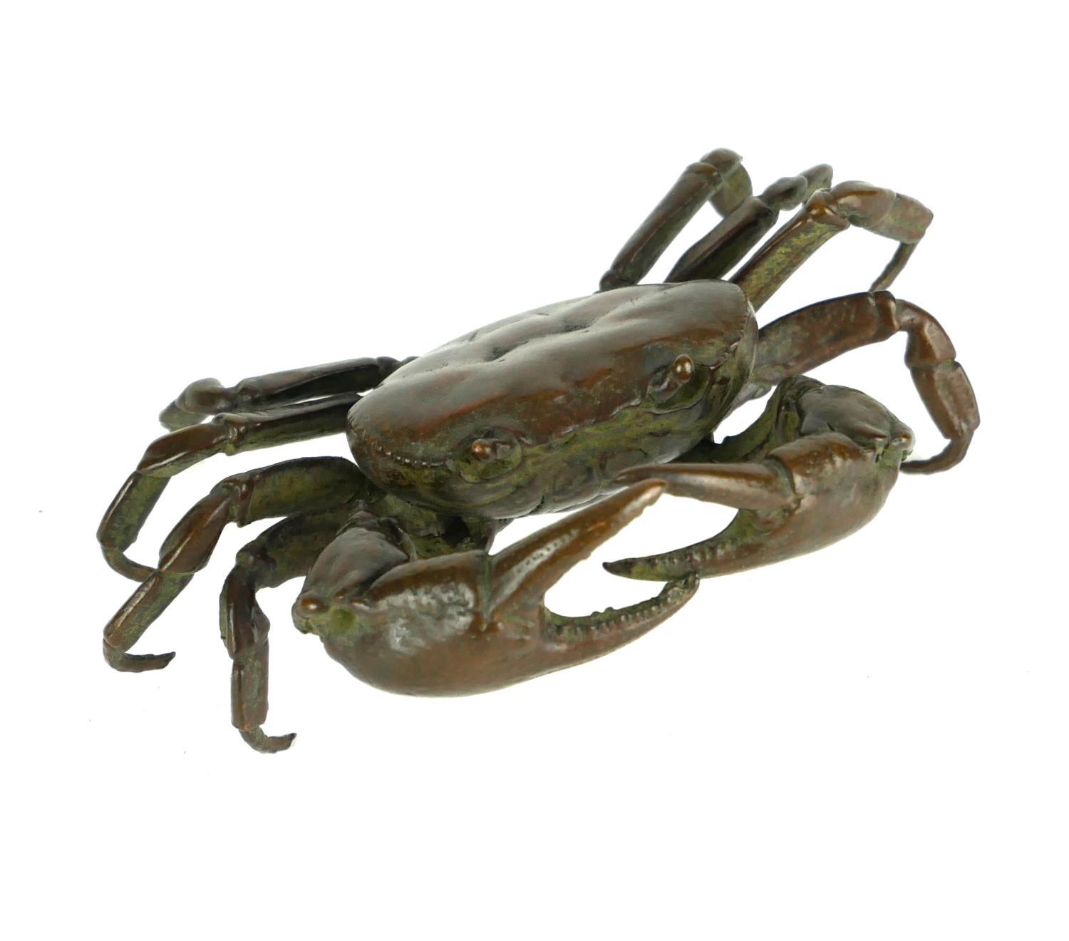 MEIJI PERIOD, A SMALL JAPANESE BRONZE STATUE IN THE FORM OF A CRAB Signed to underside. (w 10cm) - Image 2 of 4