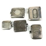 A COLLECTION OF EARLY 20TH CENTURY SILVER RECTANGULAR VESTA CASES Including Chester, 1910. (approx
