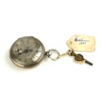 A VICTORIAN SILVER LADIES' POCKET WATCH Having a silver tone dial with engraved floral decoration,