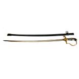 A NAZI GERMAN WWII THIRD RIECH OFFICER'S DRESS SWORD AND SCABBARD With dove head, foliage cast brass
