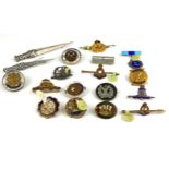 A COLLECTION OF EARLY 20TH CENTURY BRITISH ARMY CAP BADGES AND PINS Comprising two miniature