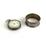 A VICTORIAN LADIES' SILVER POCKET WATCH Having an open face with key wound mechanical movement,
