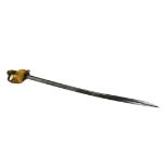 AN ENGLISH NAVAL OFFICER'S SWORD With brass lion head, pommel and hilt, shagreen grip. (90cm)