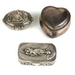 A COLLECTION OF THREE VICTORIAN RECTANGULAR TRINKET BOXES With embossed figural decoration,