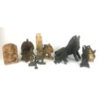 A COLLECTION OF ANTIQUE AND LATER METAL STATUES To include Chinese, Indian, boars along with