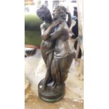 A LARGE BRONZE FIGURAL CLASSICAL FORM GROUP, Titled 'The Lovers', signed to circular base 'Masic',