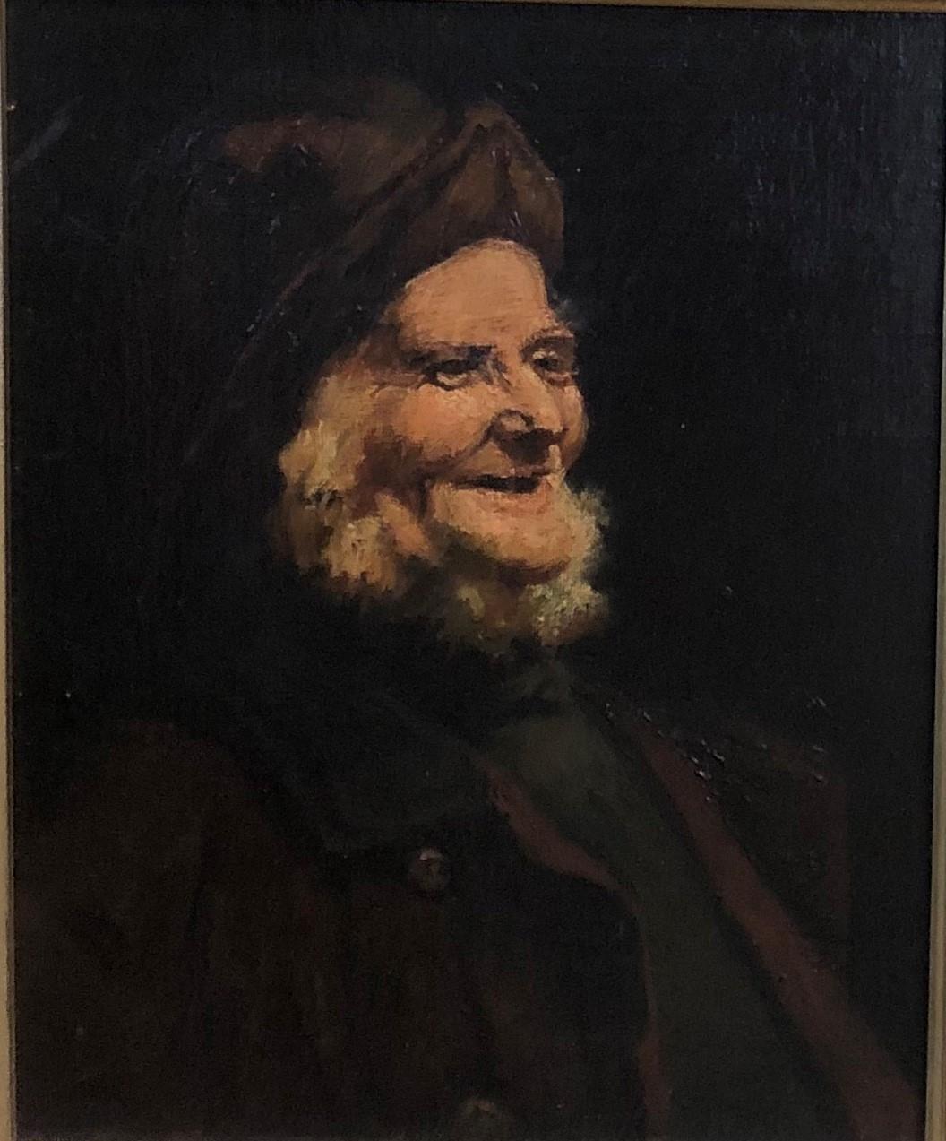A 20TH CENTURY CONTINENTAL SCHOOL PORTRAIT OF A FISHERMAN In a gilt and ebonised frame. (36cm x