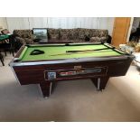 A FULL SIZE COIN OPERATED POOL TABLE Complete with all accessories. (215cm x 123cm x 82cm)