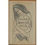 ERIC GILL, ENGLISH, 1882 - 1940, CIRCA 1926, ENGRAVING ON ORIENTAL PAPER Book plate of Mary Gill,