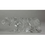 BACCARAT, A CRYSTAL GLASS SCULPTURE OF A PANTHER Crouching pose, engraved mark with monogram to