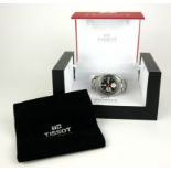 TISSOT, NAVIGATOR, A VINTAGE STAINLESS STEEL GENTS WRISTWATCH Black circular dual with tachymeter,